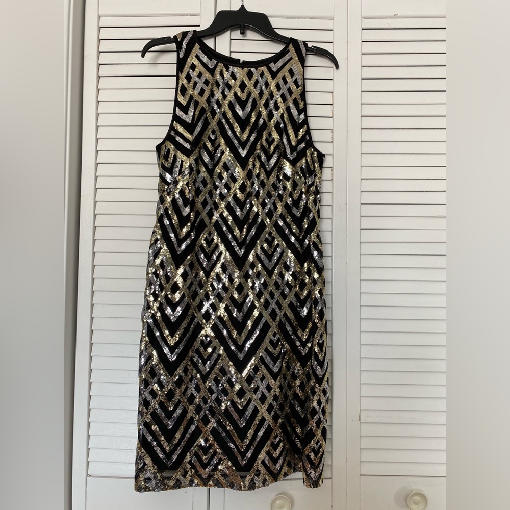 Gold and Silver sequin dress.